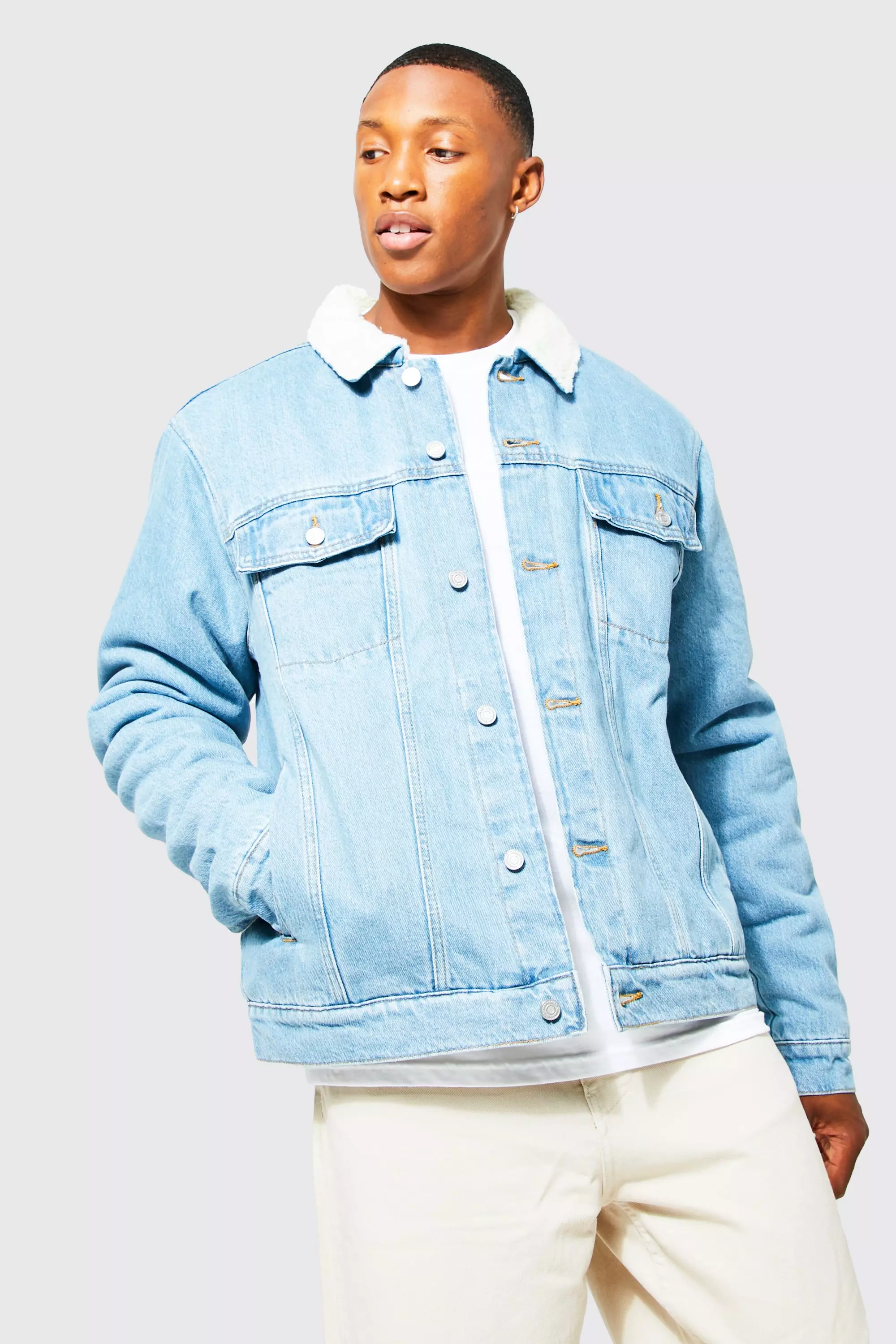 Borg lined store denim jacket mens